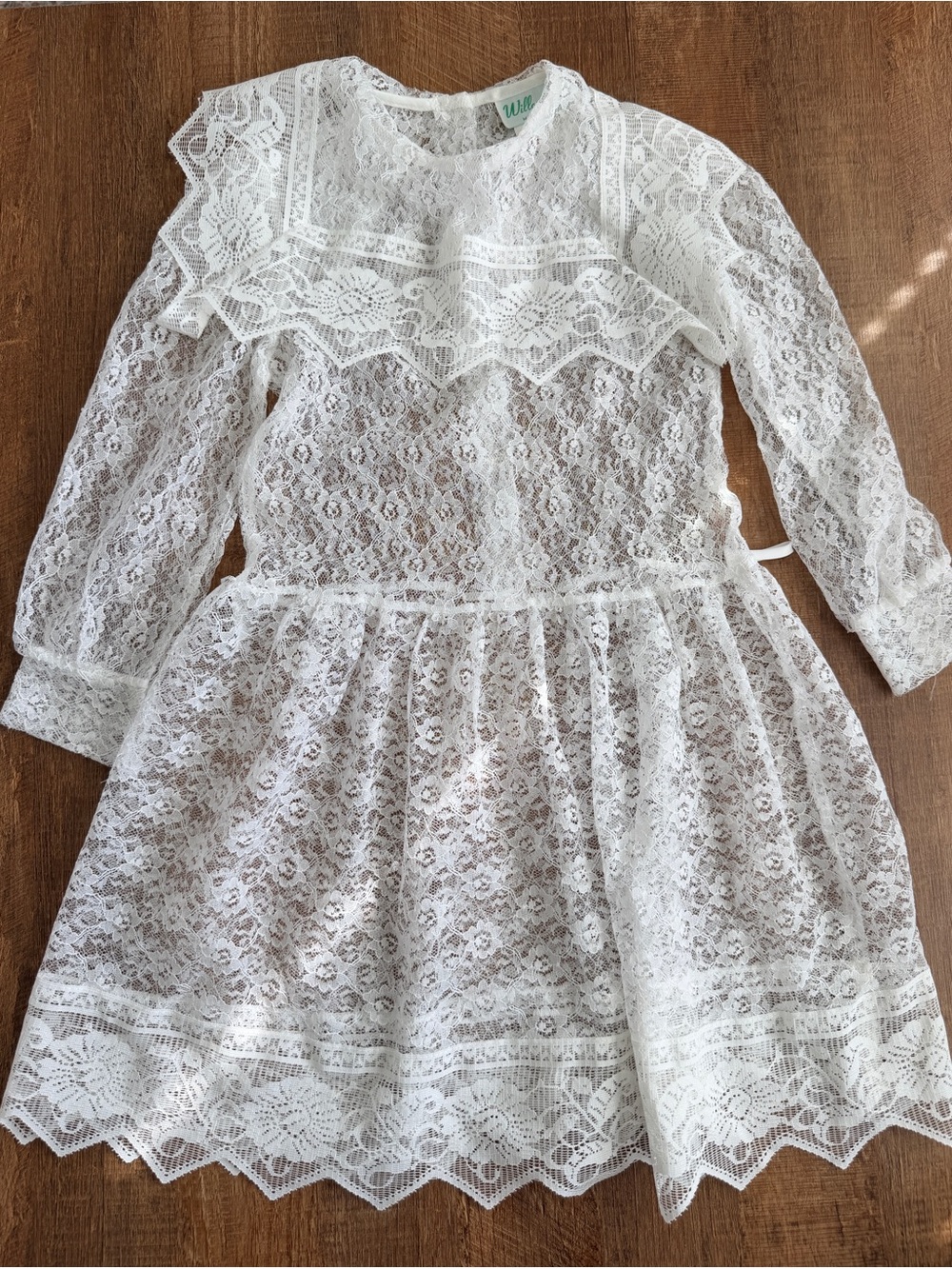 Willow White Lace Long-Sleeve Dress for Girls